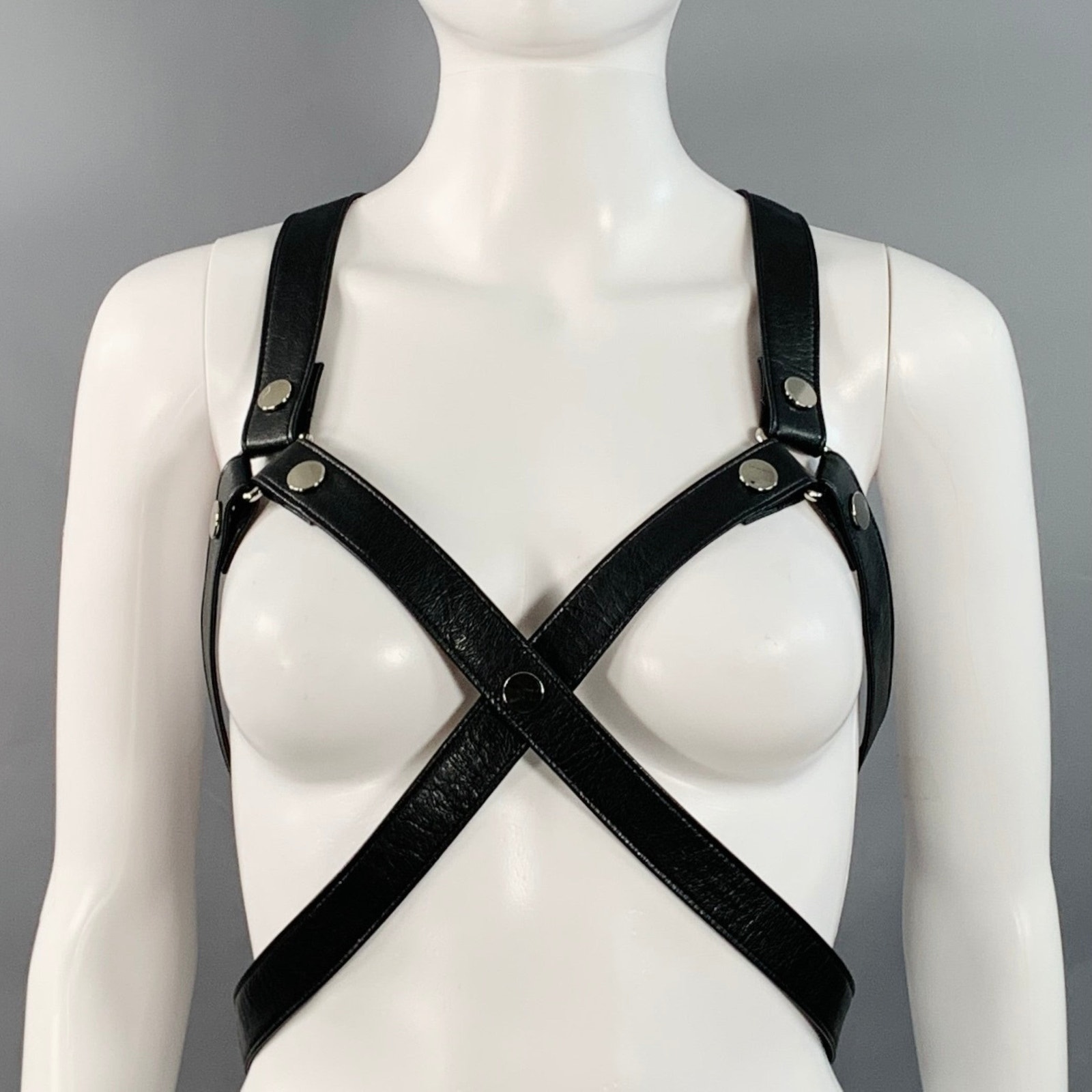 Junya Watanabe One Size Black Studded Leather Harness Belt